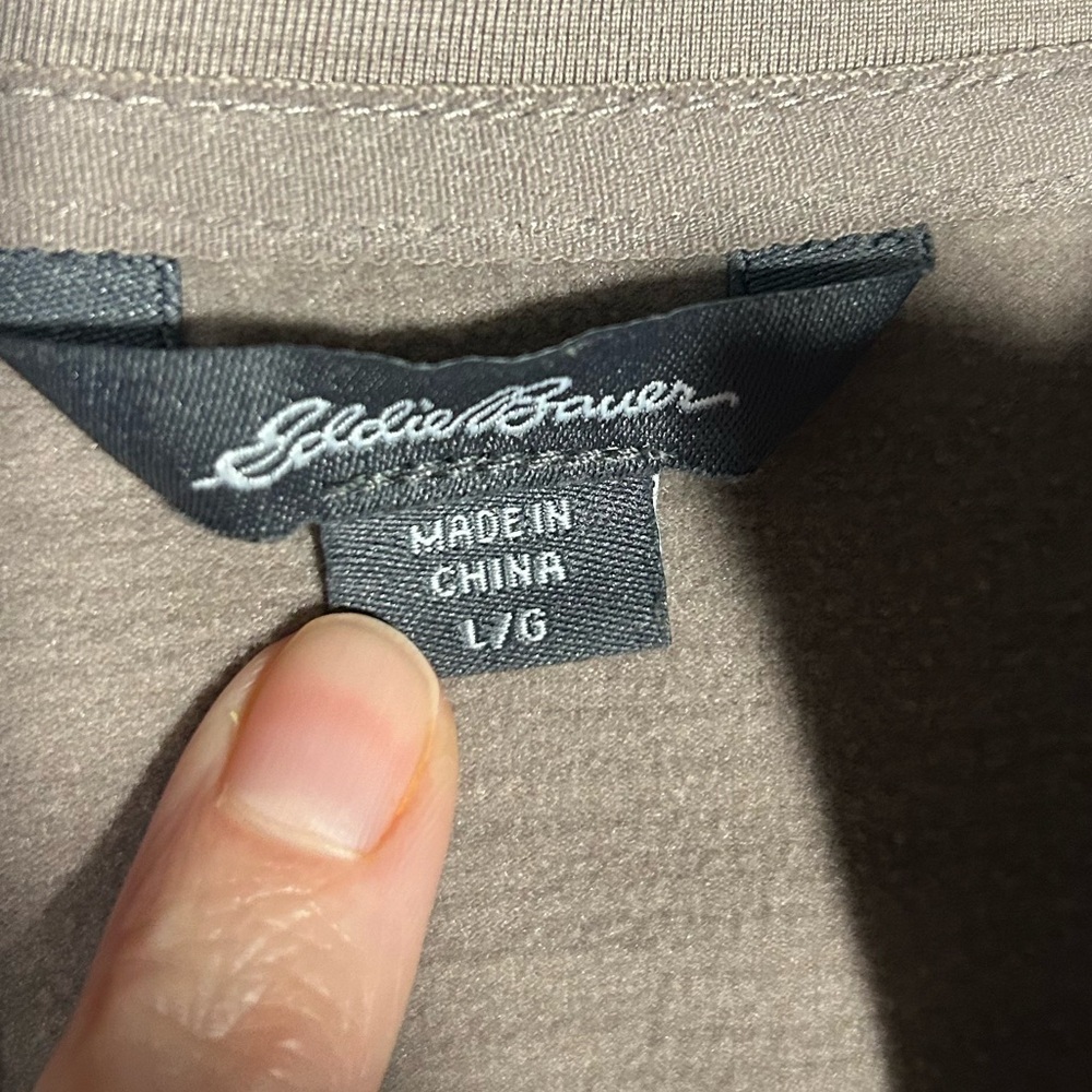 Eddie Bauer Women’s Large Quest Flex 1/4-zip Pullover Taupe Thumbholes Cozy - Picture 6 of 16